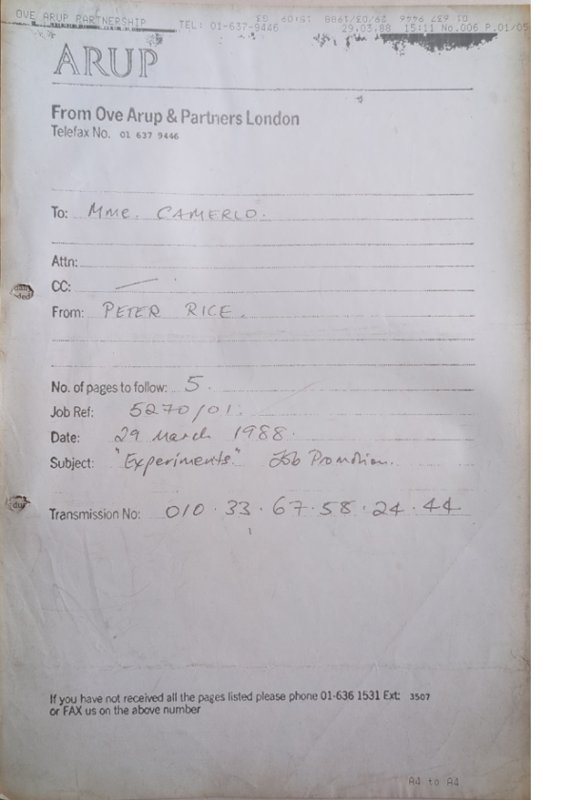 Peter Rice Experiments Fax