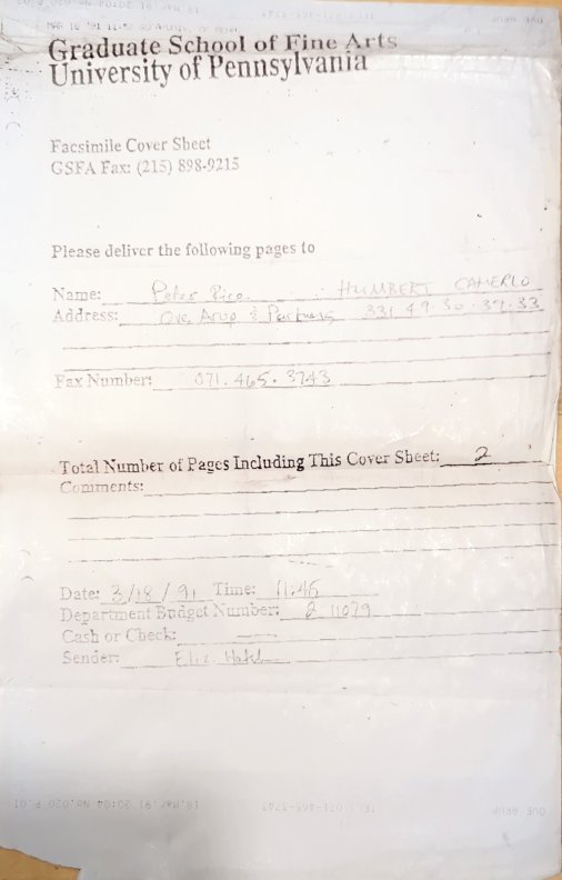 Message from University of Pennsylvania to Peter Rice