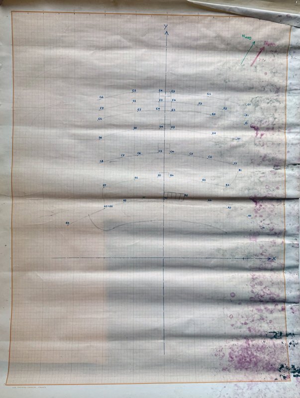 Technical plan with dimensions of the Gourgoubès theatre
