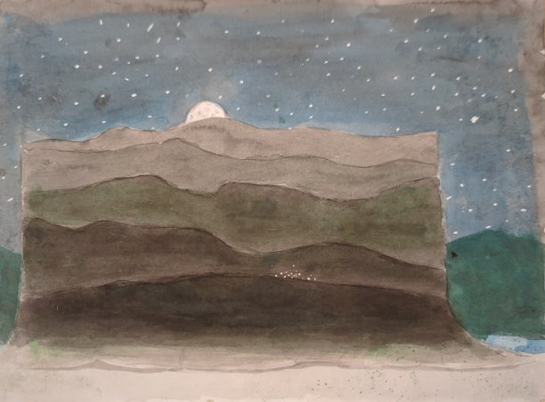 Edredon moon landscape watercolour