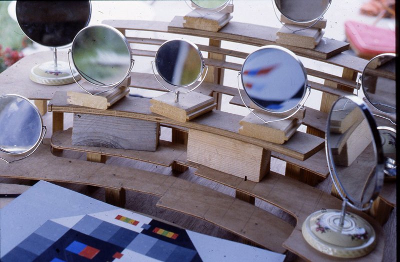 Early maquette made in plywood with shaving mirrors