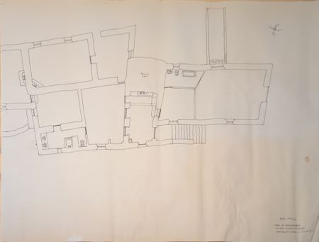 Plan drawings of Mas de Gourgoubès by Michele Goutte or Jean-Albert Deroudille (multiple drawings and ones on tracing paper for different floors and construction details)