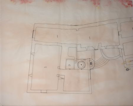 Plan drawings of Mas de Gourgoubès by Michele Goutte or Jean-Albert Deroudille (multiple drawings and ones on tracing paper for different floors and construction details)