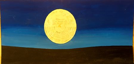 Acrylic painting of the Full Moon, probably an early example of logo design