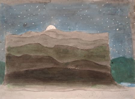 Edredon moon landscape watercolour